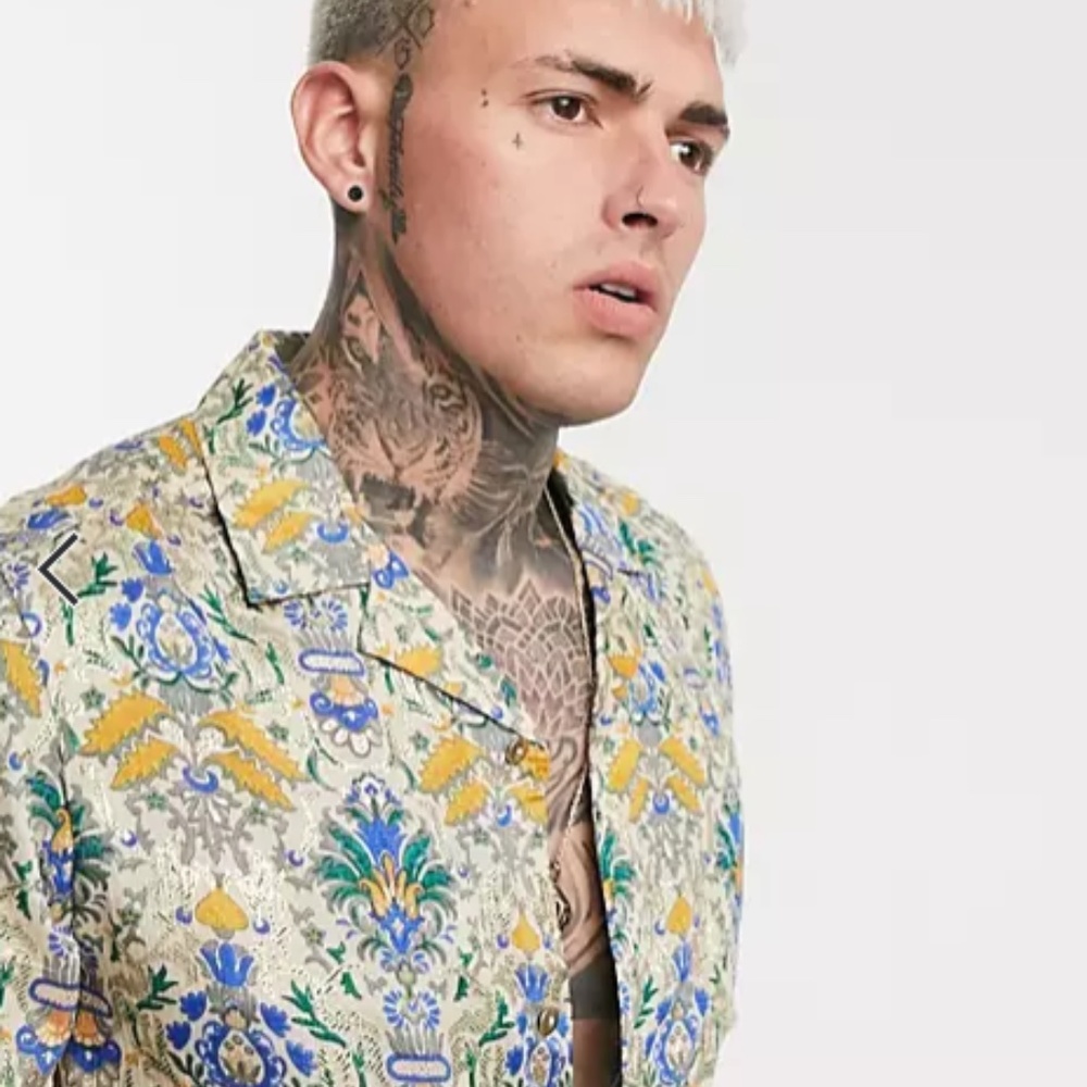 ASOS DESIGN regular fit foil print geo-tribal shirt